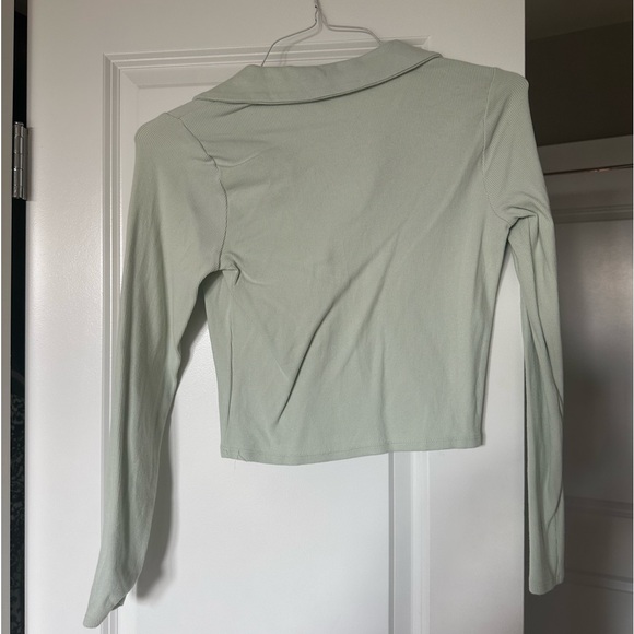 Abercrombie Long Sleeve Ribbed Polo Top - Picture 2 of 3